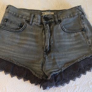 Free People Denim Lace Shorts